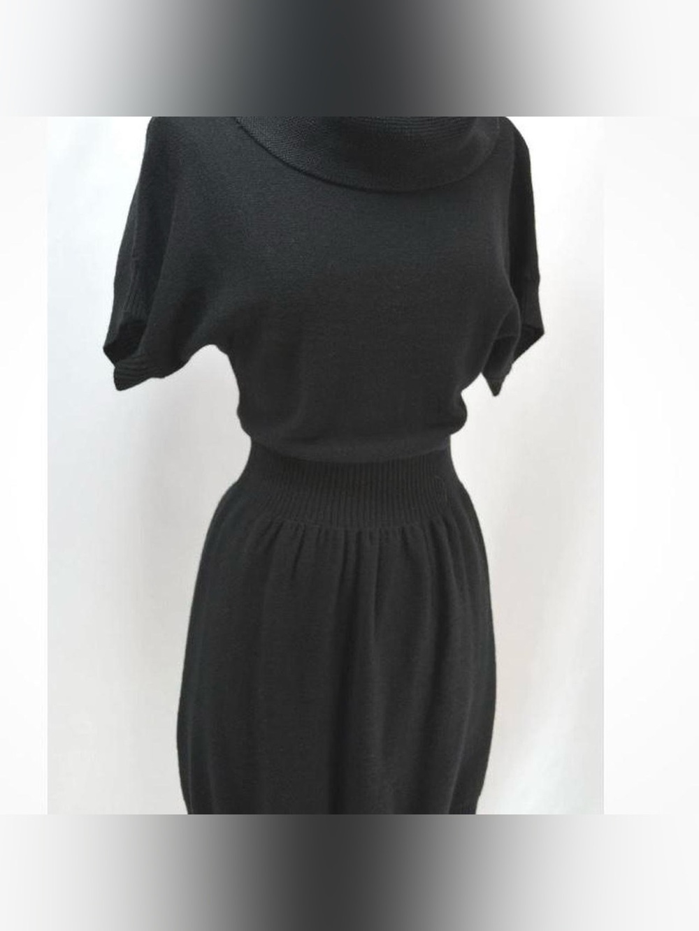 Ann Taylor Dress cowl neck black wool knit sweater dress classic chic Size Small
